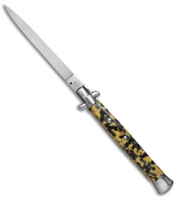 SKM 13" Italian Stiletto Automatic Knife  Mosaic Acrylic (4" Satin Flat)