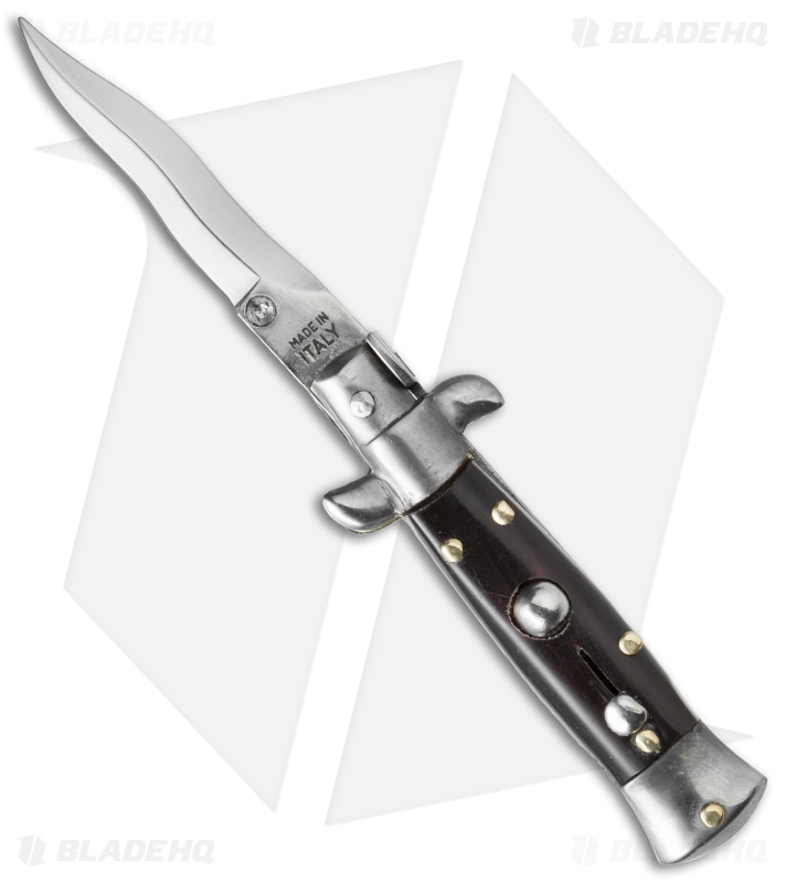 SKM 4.5" Italian Mini Stiletto Automatic Knife Dark Horn (2" Satin Kris)