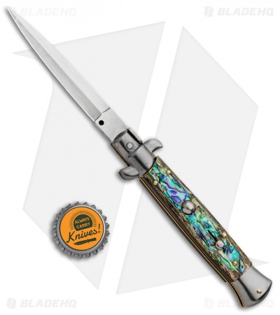 Frank B 9" Italian Stiletto Automatic Dagger Knife Abalone (4" Satin)