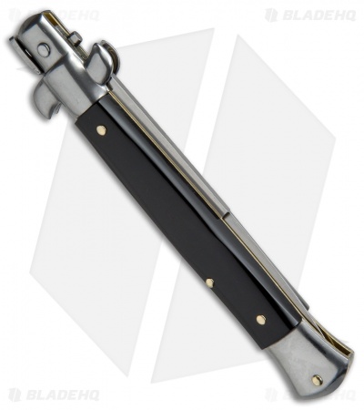 SKM AB 9" Italian Stiletto Automatic Knife Ebony Wood (3.8" Satin Bayo)