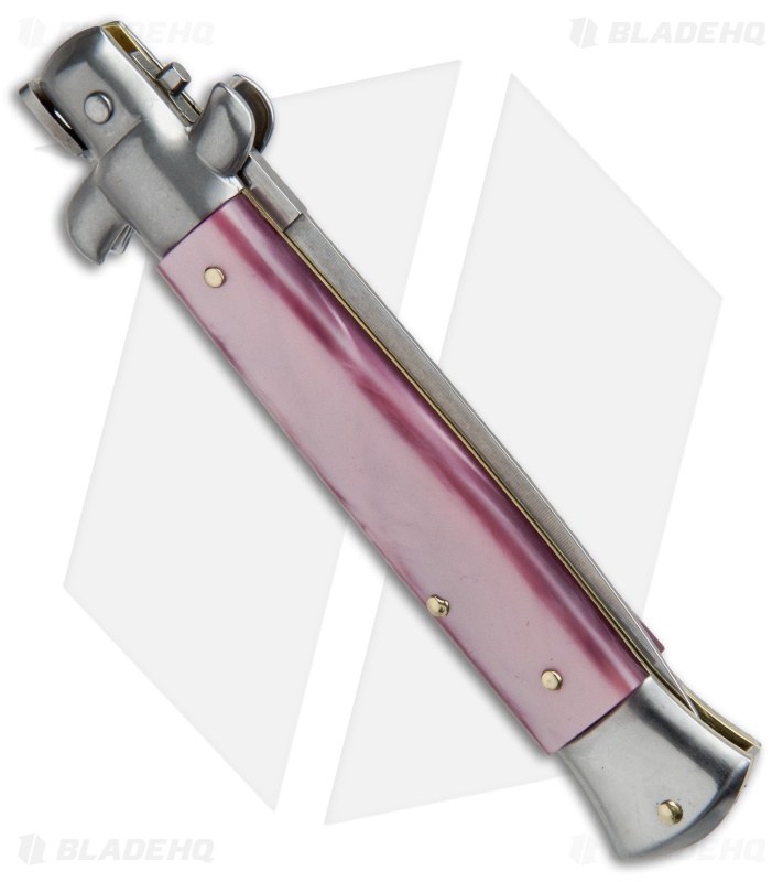 SKM AB 9" Italian Stiletto Automatic Knife Purple Pearlex (3.8" Satin