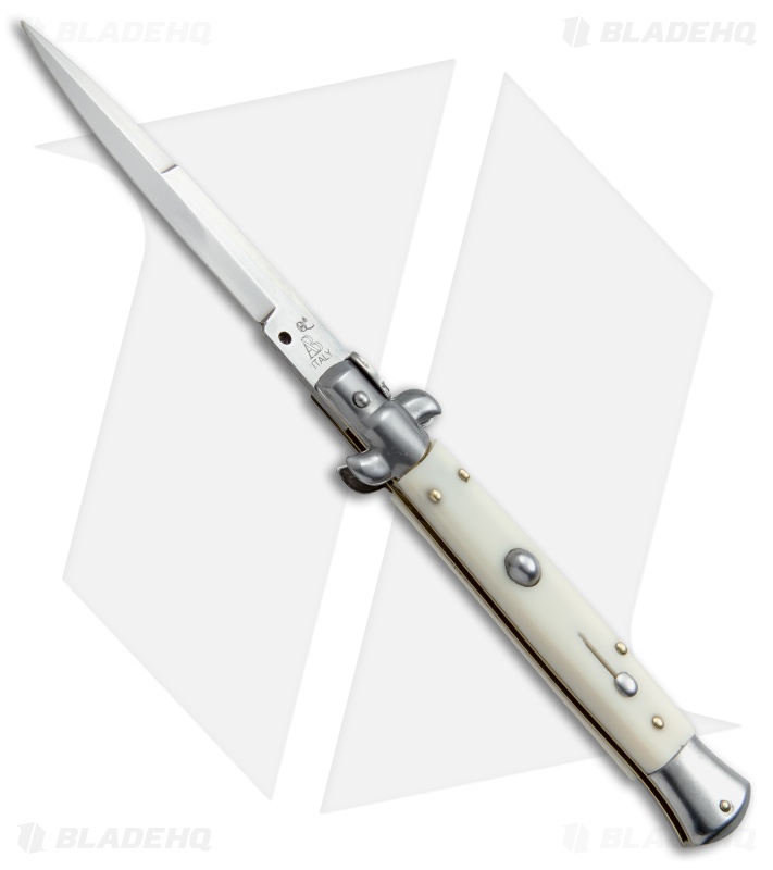 SKM 9" Italian Stiletto Automatic Knife Sim Ivory (3.8" Satin Bayonet)