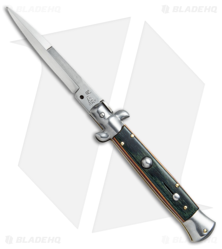 SKM AB 9" Italian Stiletto Automatic Knife Stamina Wood (4" Satin Bayo)