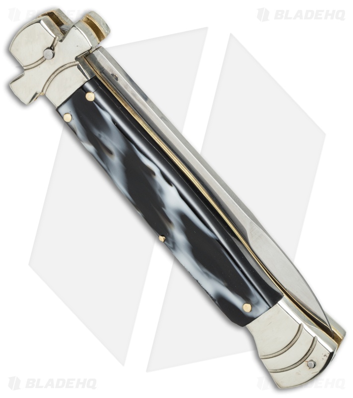 AGA Campolin 9" Maltese Cross Stiletto Automatic Knife Sim Horn (4" Bayonet)