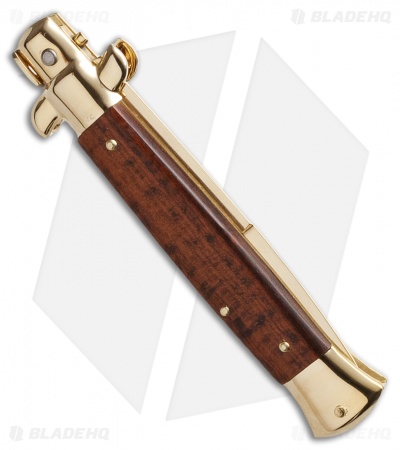 Frank B 9" Italian Stiletto Automatic Knife Snakewood (4" Gold Bayonet)
