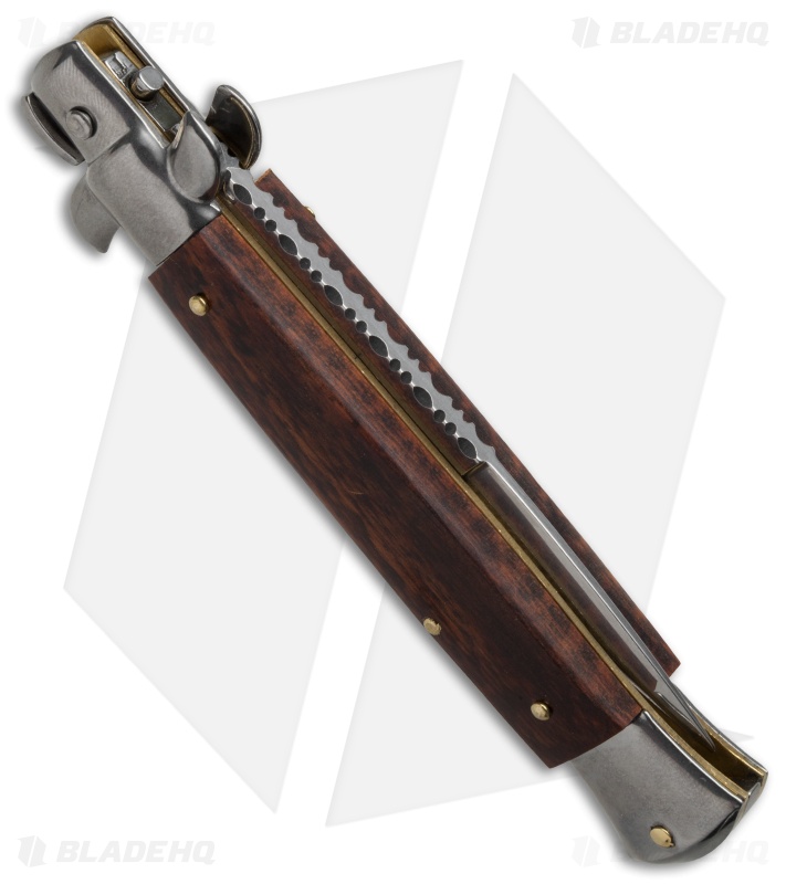 Frank B 9" Italian Stiletto Automatic Snakewood w/ Filework (4" Polish Bayo)