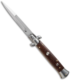 Frank B 9" Italian Stiletto Automatic Snakewood w/ Filework (4" Polish Bayo)