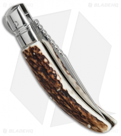 Lepre 9" Sicilian Picklock Automatic Knife Stag Horn (3.7" Polish)