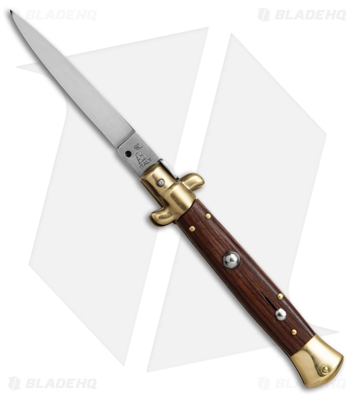 SKM AB 9" Italian Stiletto Automatic Knife Brass/Cocobolo (4" Satin Flat)