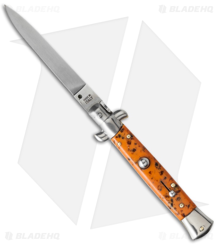SKM 9" Italian Stiletto Automatic Knife Coral Acrylic (4" Satin Flat) BMM