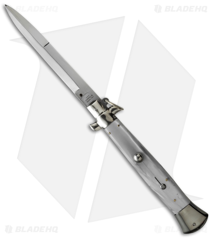 AGA Campolin 15" Ring Pull Automatic Italian Stiletto White (7" Satin Bayo)