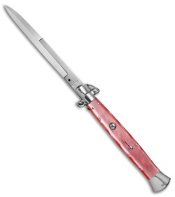 AGA Campolin 18" Stiletto Automatic Knife Pink Acrylic (8" Satin Bayo)