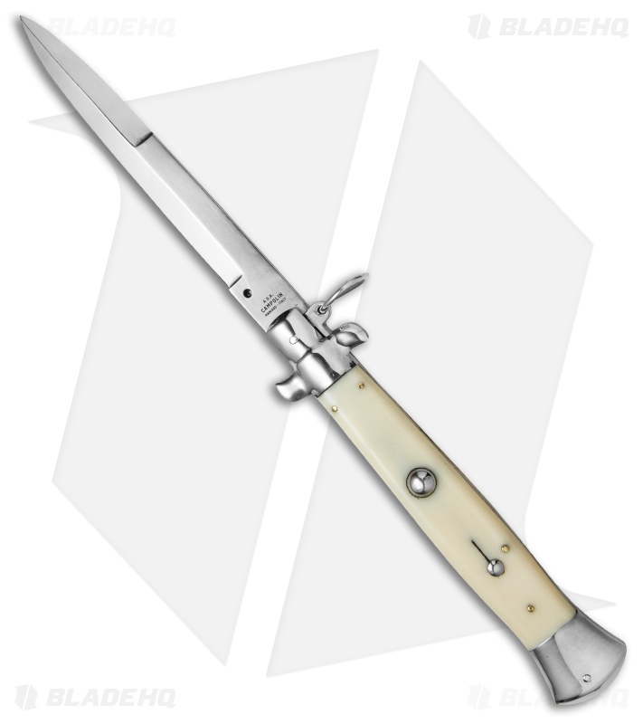 AGA Campolin 15" Ring Pull Automatic Italian Stiletto Sim Ivory (7" Satin Bayo)