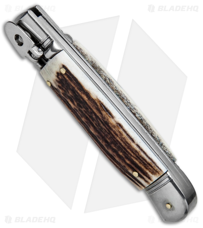 SKM Classic 8" Lever Lock Automatic Italian Knife Stag (3.2" Polish