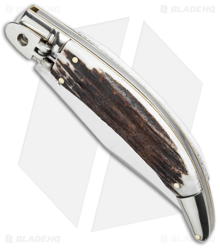 AGA Campolin Diana Lever Lock Automatic Knife Stag Horn (3.75" Satin)