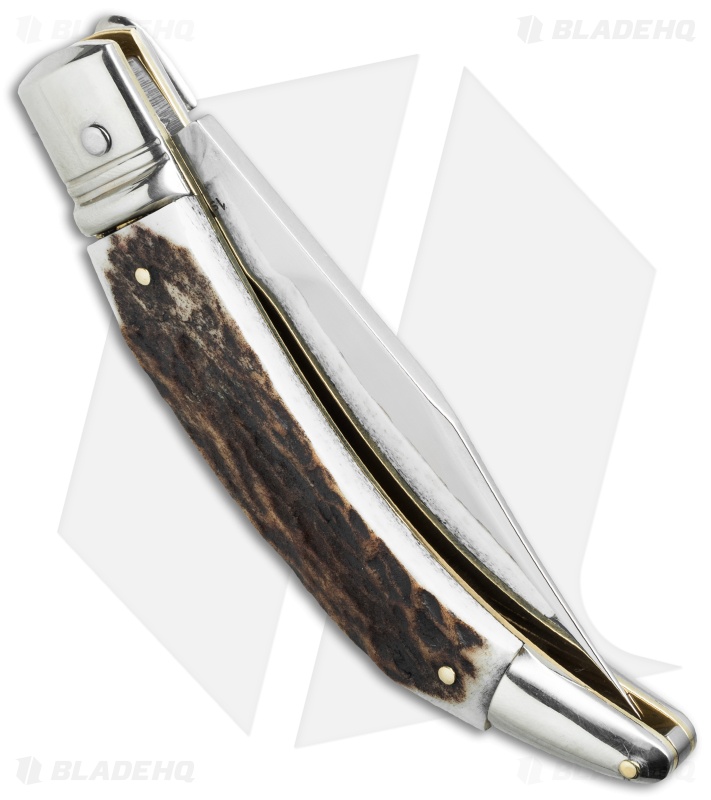 AGA Campolin Diana Lever Lock Automatic Knife Stag Horn (3.75" Satin)