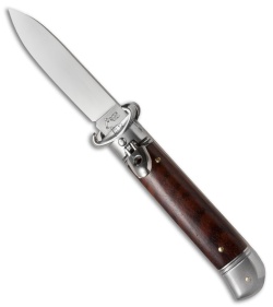 AKC Shot Puller 8" Lever Lock  Auto  Italian Knife Cocobolo (3.2" Polish Flat)