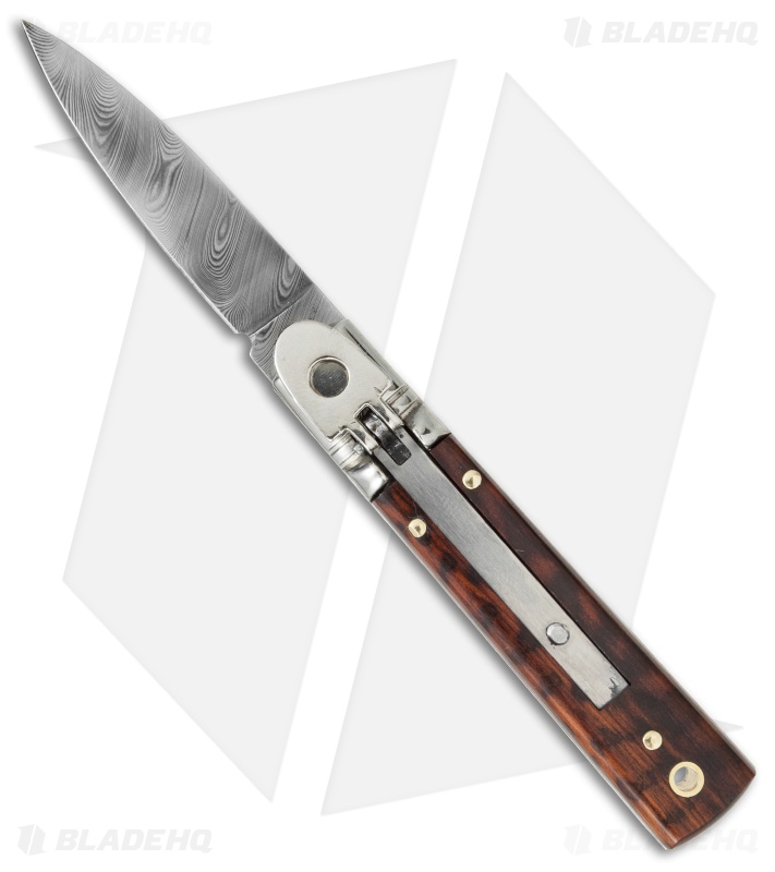 AKC Classic 6" Lever Lock Automatic Italian Knife Snakewood (2.5" Damascus)