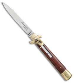 AKC Leverletto  9" Lever Lock  Auto Italian Knife Brass/Cocobolo (4" Satin)