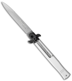 AKC Leverletto  9" Lever Lock  Automatic Italian Knife Silver (4" Satin Flat)