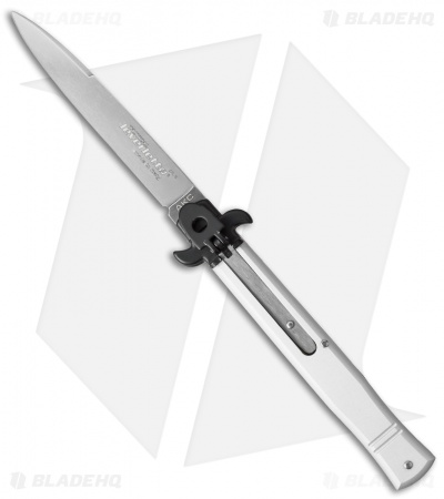AKC Leverletto  9" Lever Lock  Automatic Italian Knife Silver (4" Satin Flat)