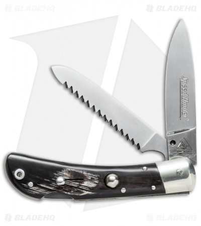 AKC Speed Hunter 2 Blade Automatic Italian Knife Dark Horn (3" Polish)