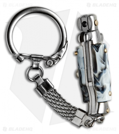 SKM 2.75" Keychain Stiletto Automatic Knife Sim Horn (1.2" Satin Flat)