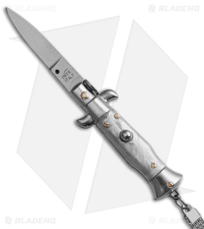 SKM 4" Keychain Stiletto Automatic Knife Gray (1.6" Satin Flat)