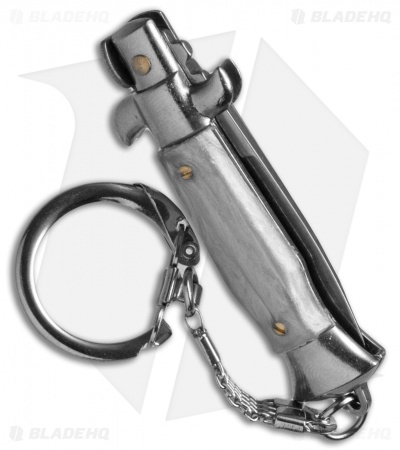 SKM 4" Keychain Stiletto Automatic Knife Gray (1.6" Satin Flat)