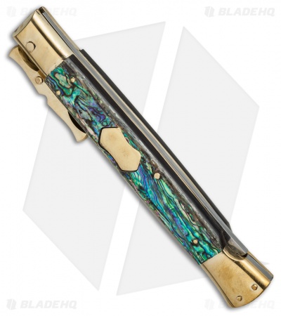 AGA Campolin 13" Bat Swinguard Automatic Brass/Abalone (5.75" Satin Dagger)