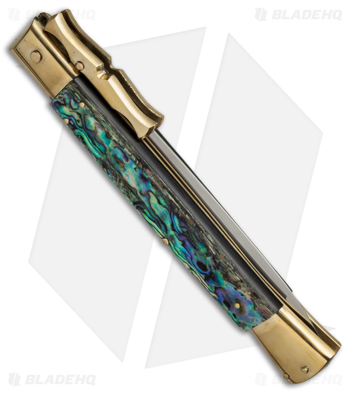 AGA Campolin 13" Bat Swinguard Automatic Brass/Abalone (5.75" Satin Dagger)
