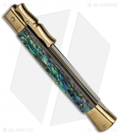 AGA Campolin 13" Bat Swinguard Automatic Brass/Abalone (5.75" Satin Dagger)