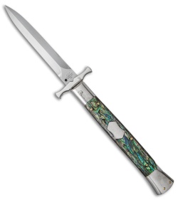 AGA Campolin 13" Bat Swinguard Automatic Knife Abalone (5.75" Dagger)