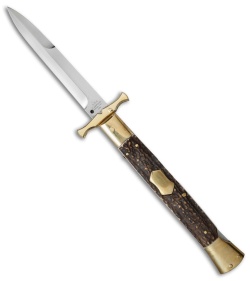 AGA Campolin 13" Bat Swinguard Automatic Brass/Stag Horn (5.75" Satin Bayonet)