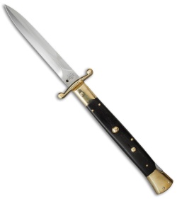 AGA Campolin 13" Swinguard Automatic Knife Brass/Ebony Wood (5.75" Satin Dagger)