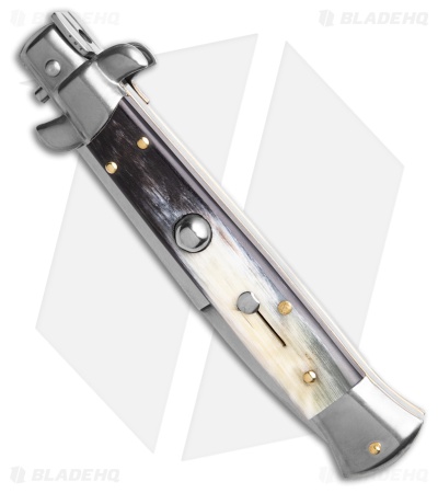 Frank B. 9" Italian Stiletto Automatic Knife Brazilian Horn (4" Polish)