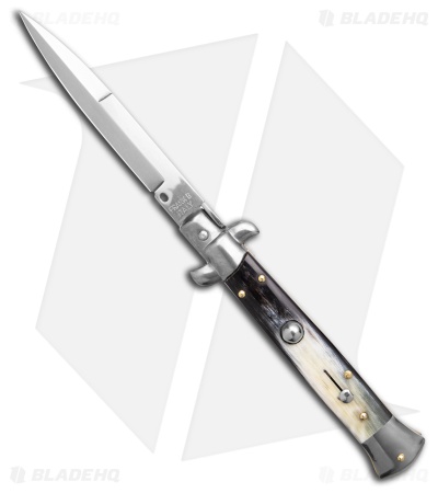 Frank B. 9" Italian Stiletto Automatic Knife Brazilian Horn (4" Polish)
