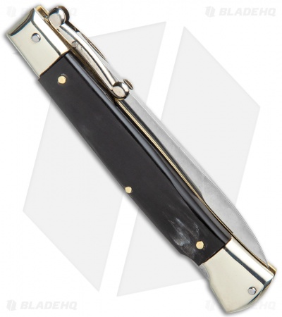 AGA Campolin 9" Italian Stiletto Swinguard Bayonet Automatic Knife Dark Horn