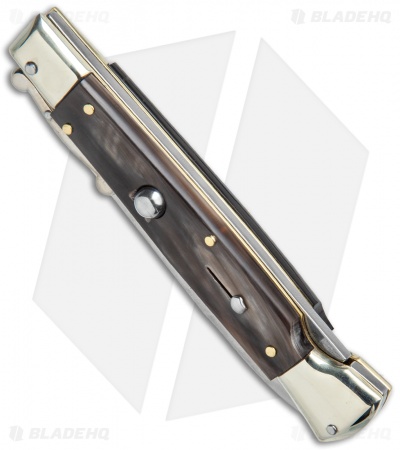 AGA Campolin 9" Italian Stiletto Swinguard Bayonet Automatic Knife Dark Horn