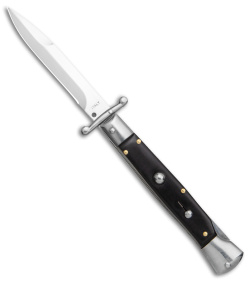 AKC Swinguard 9" Automatic Italian Stiletto Ebony (4" Satin Bayonet)