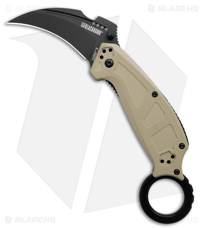Blackhawk Garra 3 Karambit Liner Lock Knife Tan G-10 (2.75" Black)
