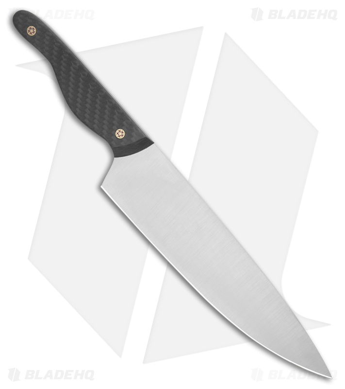 Blue Collar Blades Custom Chef's Knife Carbon Fiber + Mosaic Pins (8" Satin)