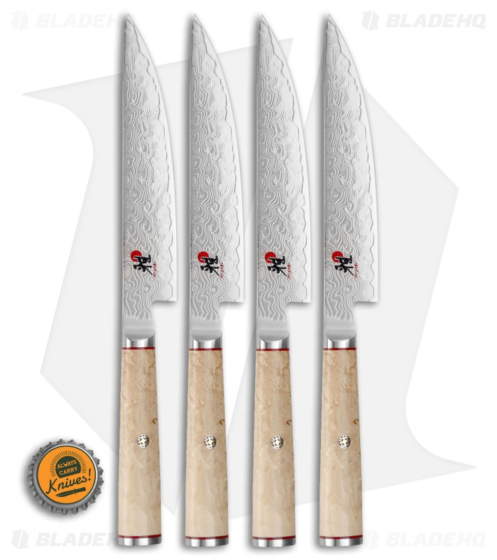Miyabi Birchwood SG2 4-Piece Steak Knife Kitchen Set (6" Damascus)