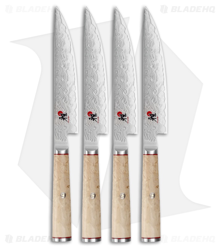 Miyabi Birchwood SG2 4-Piece Steak Knife Kitchen Set (6" Damascus)