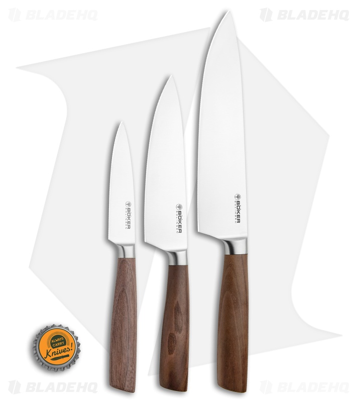 Boker Core 3-Piece Kitchen Knife Set Walnut Wood