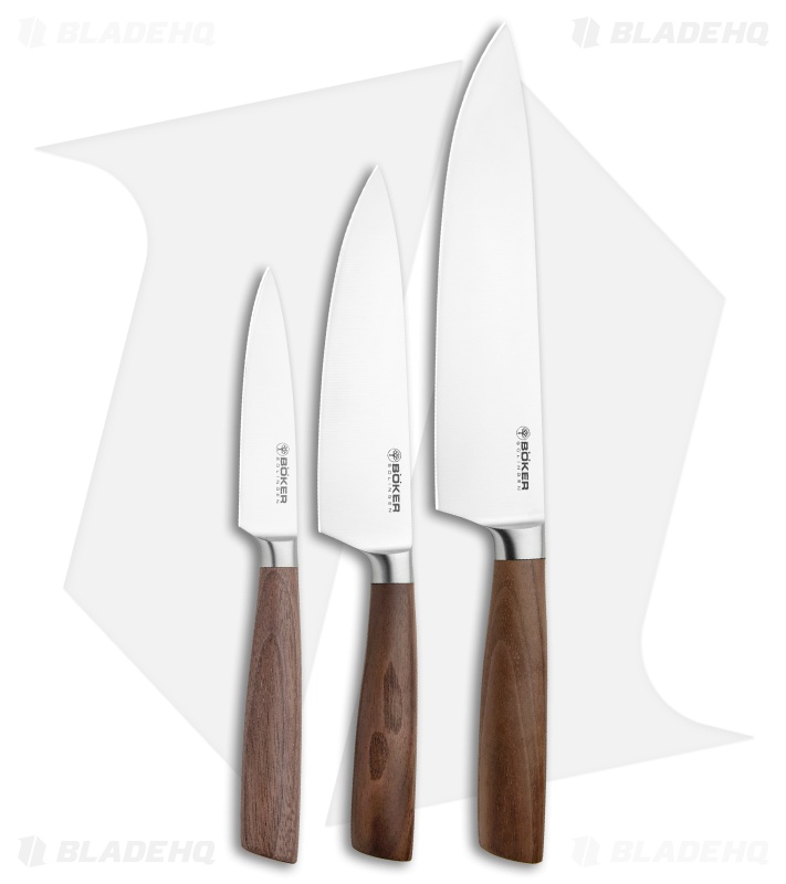 Boker Core Kitchen Knife Set Walnut Wood 3Piece