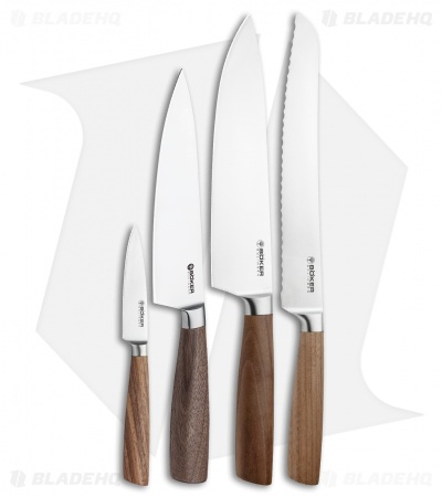 Boker Core 5-Piece Kitchen Knife Set Walnut Wood w/ Freedom Rod Block