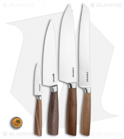 Boker Core 5-Piece Kitchen Knife Set Walnut Wood w/ Magnetic Block