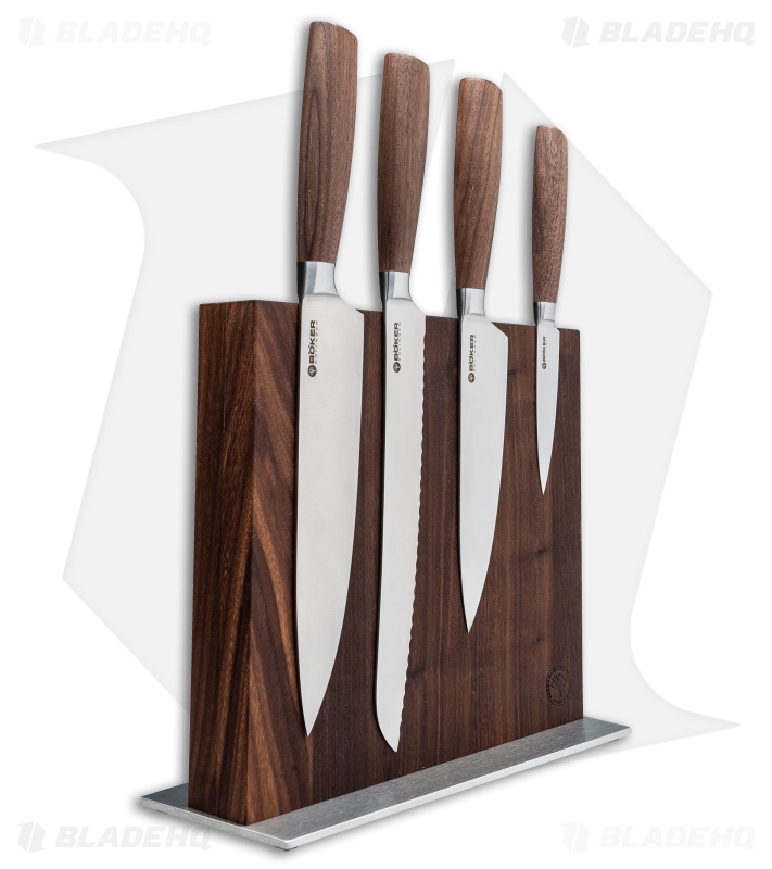 Boker Core 5-Piece Kitchen Knife Set Walnut Wood w/ Magnetic Block