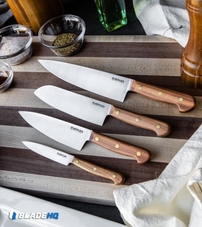 Boker Core Kitchen Knife Set, Walnut Wood